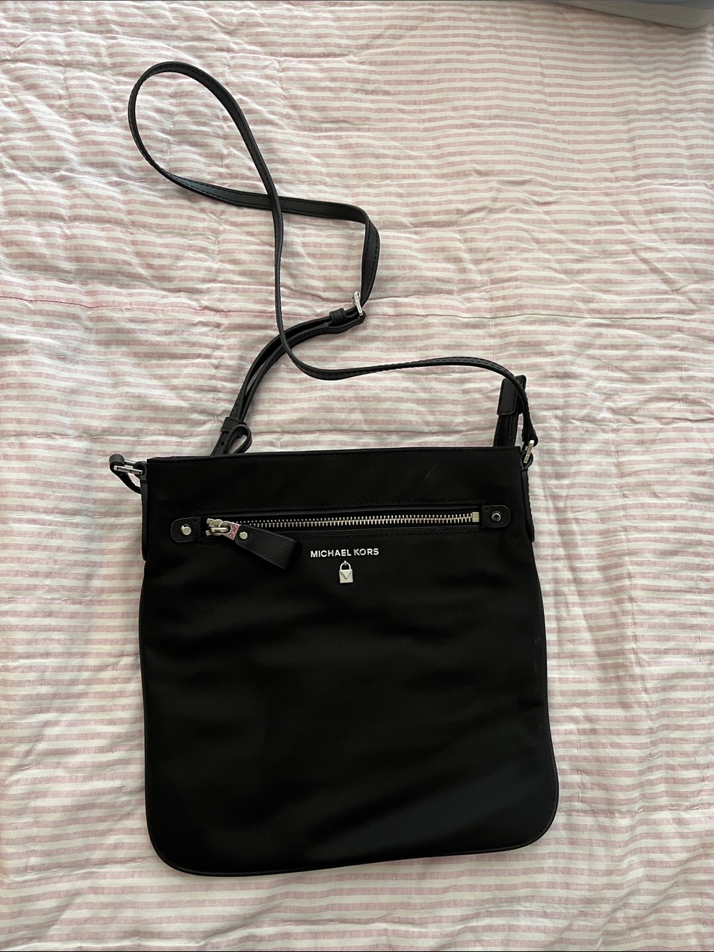 Michael Kors Black Nylon Crossbody with Front Zip